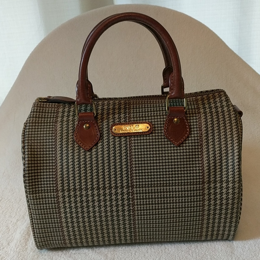 Vtg Ralph Lauren Polo Houndstooth Doctor's Handbag
